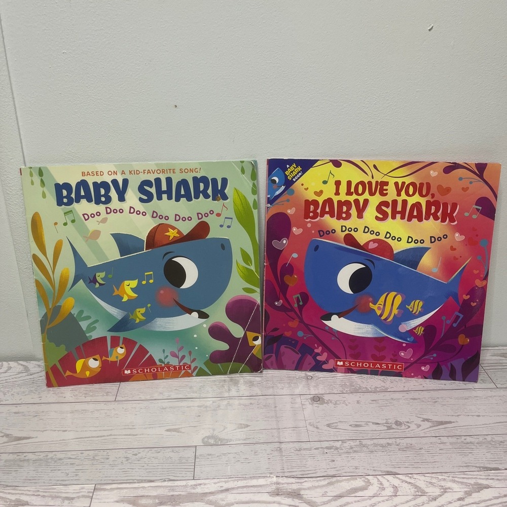 Scholastic Baby Shark & I Love You Baby Shark Paperback Book Bundle 2pc Set